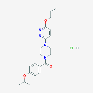molecular formula C21H29ClN4O3 B2631013 (4-Isopropoxyphenyl)(4-(6-propoxypyridazin-3-yl)piperazin-1-yl)methanone hydrochloride CAS No. 1185026-14-5