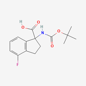molecular formula C15H18FNO4 B2631014 1-((Tert-butoxycarbonyl)amino)-4-fluoro-2,3-dihydro-1H-indene-1-carboxylic acid CAS No. 1551287-44-5