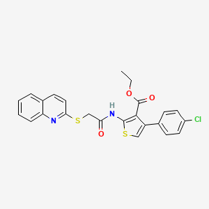 molecular formula C24H19ClN2O3S2 B2631038 ETHYL 4-(4-CHLOROPHENYL)-2-[2-(QUINOLIN-2-YLSULFANYL)ACETAMIDO]THIOPHENE-3-CARBOXYLATE CAS No. 671198-60-0
