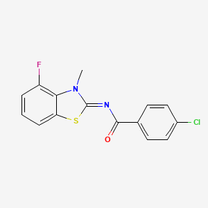 molecular formula C15H10ClFN2OS B2631039 4-chloro-N-[(2Z)-4-fluoro-3-methyl-2,3-dihydro-1,3-benzothiazol-2-ylidene]benzamide CAS No. 868371-00-0