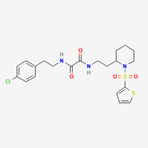 molecular formula C21H26ClN3O4S2 B2631051 N1-(4-chlorophenethyl)-N2-(2-(1-(thiophen-2-ylsulfonyl)piperidin-2-yl)ethyl)oxalamide CAS No. 898451-14-4