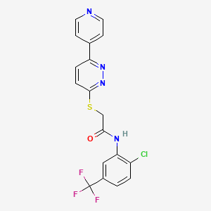molecular formula C18H12ClF3N4OS B2631052 N-(2-chloro-5-(trifluoromethyl)phenyl)-2-((6-(pyridin-4-yl)pyridazin-3-yl)thio)acetamide CAS No. 899953-25-4