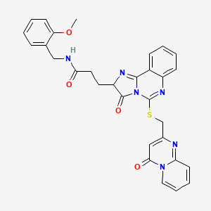 N-[(2-methoxyphenyl)methyl]-3-{3-oxo-5-[({4-oxo-4H-pyrido[1,2-a]pyrimidin-2-yl}methyl)sulfanyl]-2H,3H-imidazo[1,2-c]quinazolin-2-yl}propanamide