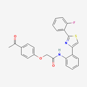 molecular formula C25H19FN2O3S B2631066 2-(4-acetylphenoxy)-N-(2-(2-(2-fluorophenyl)thiazol-4-yl)phenyl)acetamide CAS No. 1797729-16-8