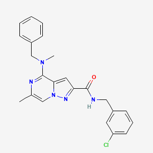 molecular formula C23H22ClN5O B2631069 4-[benzyl(methyl)amino]-N-[(3-chlorophenyl)methyl]-6-methylpyrazolo[1,5-a]pyrazine-2-carboxamide CAS No. 1775313-36-4