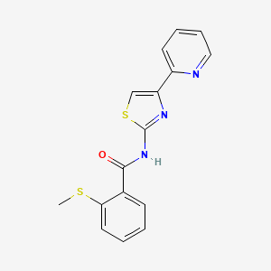 molecular formula C16H13N3OS2 B2631098 2-(methylsulfanyl)-N-[4-(pyridin-2-yl)-1,3-thiazol-2-yl]benzamide CAS No. 851289-23-1