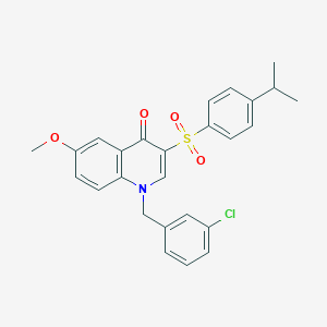 molecular formula C26H24ClNO4S B2631109 1-[(3-chlorophenyl)methyl]-6-methoxy-3-[4-(propan-2-yl)benzenesulfonyl]-1,4-dihydroquinolin-4-one CAS No. 866844-83-9