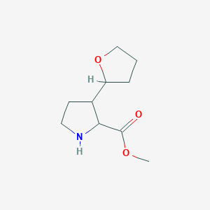 molecular formula C10H17NO3 B2631114 Methyl 3-(oxolan-2-yl)pyrrolidine-2-carboxylate CAS No. 2168390-22-3