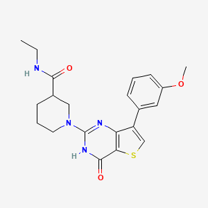 molecular formula C21H24N4O3S B2631122 N-ethyl-1-(7-(3-methoxyphenyl)-4-oxo-3,4-dihydrothieno[3,2-d]pyrimidin-2-yl)piperidine-3-carboxamide CAS No. 1242937-34-3