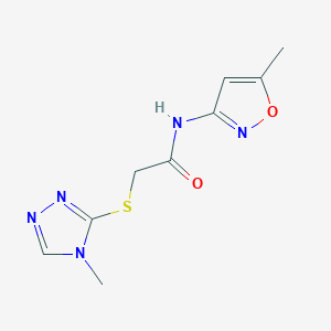 molecular formula C9H11N5O2S B2631129 N-(5-methyl-1,2-oxazol-3-yl)-2-[(4-methyl-4H-1,2,4-triazol-3-yl)sulfanyl]acetamide CAS No. 351061-88-6