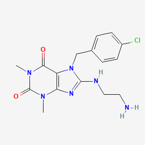 molecular formula C16H19ClN6O2 B2631131 8-((2-aminoethyl)amino)-7-(4-chlorobenzyl)-1,3-dimethyl-1H-purine-2,6(3H,7H)-dione CAS No. 536719-02-5