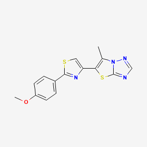 molecular formula C15H12N4OS2 B2631136 5-[2-(4-Methoxyphenyl)-1,3-thiazol-4-yl]-6-methyl[1,3]thiazolo[3,2-b][1,2,4]triazole CAS No. 478080-32-9