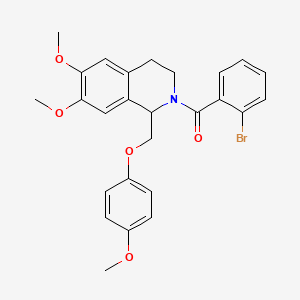 molecular formula C26H26BrNO5 B2631139 (2-bromophenyl)(6,7-dimethoxy-1-((4-methoxyphenoxy)methyl)-3,4-dihydroisoquinolin-2(1H)-yl)methanone CAS No. 486427-40-1