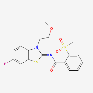 molecular formula C18H17FN2O4S2 B2631142 (E)-N-(6-fluoro-3-(2-methoxyethyl)benzo[d]thiazol-2(3H)-ylidene)-2-(methylsulfonyl)benzamide CAS No. 896273-36-2