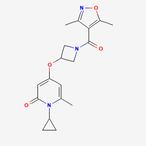 molecular formula C18H21N3O4 B2631151 1-cyclopropyl-4-{[1-(3,5-dimethyl-1,2-oxazole-4-carbonyl)azetidin-3-yl]oxy}-6-methyl-1,2-dihydropyridin-2-one CAS No. 2329315-77-5