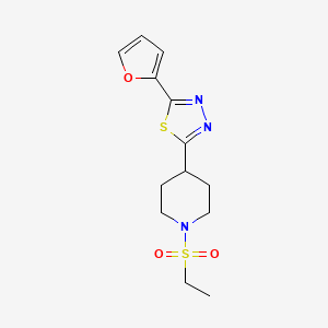 molecular formula C13H17N3O3S2 B2631163 1-(ethanesulfonyl)-4-[5-(furan-2-yl)-1,3,4-thiadiazol-2-yl]piperidine CAS No. 1172971-47-9