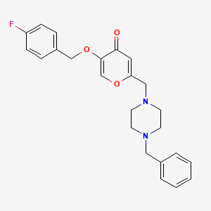 molecular formula C24H25FN2O3 B2631174 2-[(4-benzylpiperazin-1-yl)methyl]-5-[(4-fluorophenyl)methoxy]-4H-pyran-4-one CAS No. 898439-96-8