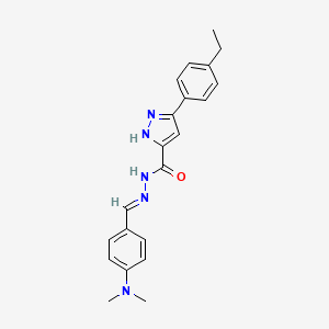 molecular formula C21H23N5O B2631208 N'-{(E)-[4-(dimethylamino)phenyl]methylidene}-3-(4-ethylphenyl)-1H-pyrazole-5-carbohydrazide CAS No. 403650-65-7