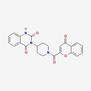 molecular formula C23H19N3O5 B2631219 3-(1-(4-oxo-4H-chromene-2-carbonyl)piperidin-4-yl)quinazoline-2,4(1H,3H)-dione CAS No. 2034260-48-3