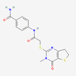 4-[[2-[(3-Methyl-4-oxo-6,7-dihydrothieno[3,2-d]pyrimidin-2-yl)sulfanyl]acetyl]amino]benzamide
