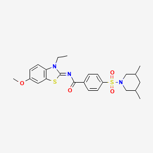 molecular formula C24H29N3O4S2 B2631250 4-[(3,5-dimethylpiperidin-1-yl)sulfonyl]-N-[(2Z)-3-ethyl-6-methoxy-2,3-dihydro-1,3-benzothiazol-2-ylidene]benzamide CAS No. 850909-71-6