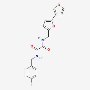 molecular formula C18H15FN2O4 B2631252 N1-([2,3'-bifuran]-5-ylmethyl)-N2-(4-fluorobenzyl)oxalamide CAS No. 2034442-84-5