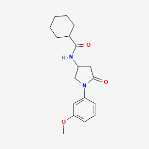 molecular formula C18H24N2O3 B2631273 N-[1-(3-methoxyphenyl)-5-oxopyrrolidin-3-yl]cyclohexanecarboxamide CAS No. 896270-57-8