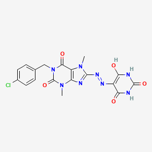 5-(2-(1-(4-chlorobenzyl)-3,7-dimethyl-2,6-dioxo-2,3,6,7-tetrahydro-1H-purin-8-yl)hydrazono)pyrimidine-2,4,6(1H,3H,5H)-trione