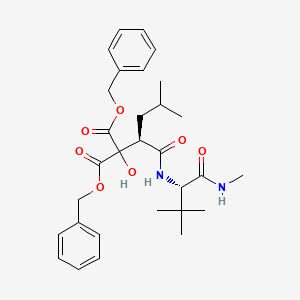 molecular formula C30H40N2O7 B2631289 Dibenzyl 2-((R)-1-(((S)-3,3-dimethyl-1-(methylamino)-1-oxobutan-2-yl)amino)-4-methyl-1-oxopentan-2-yl)-2-hydroxymalonate CAS No. 191792-11-7