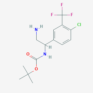 molecular formula C14H18ClF3N2O2 B2631305 tert-butylN-{2-amino-1-[4-chloro-3-(trifluoromethyl)phenyl]ethyl}carbamate CAS No. 2228637-95-2