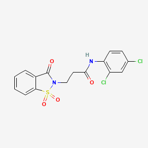 molecular formula C16H12Cl2N2O4S B2631307 N-(2,4-dichlorophenyl)-3-(1,1,3-trioxo-2,3-dihydro-1lambda6,2-benzothiazol-2-yl)propanamide CAS No. 899757-40-5