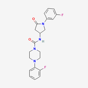B2631311 4-(2-fluorophenyl)-N-[1-(3-fluorophenyl)-5-oxopyrrolidin-3-yl]piperazine-1-carboxamide CAS No. 887465-88-5