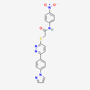 molecular formula C21H16N6O3S B2631326 2-((6-(4-(1H-pyrazol-1-yl)phenyl)pyridazin-3-yl)thio)-N-(4-nitrophenyl)acetamide CAS No. 1019099-85-4