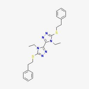 molecular formula C24H28N6S2 B2631338 4,4'-diethyl-5,5'-bis(phenethylthio)-4H,4'H-3,3'-bi(1,2,4-triazole) CAS No. 500267-41-4