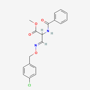 molecular formula C18H17ClN2O4 B2631340 Methyl 2-(benzoylamino)-3-{[(4-chlorobenzyl)oxy]imino}propanoate CAS No. 318284-58-1