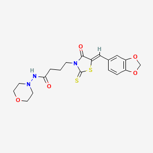 (Z)-4-(5-(benzo[d][1,3]dioxol-5-ylmethylene)-4-oxo-2-thioxothiazolidin-3-yl)-N-morpholinobutanamide