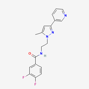 molecular formula C18H16F2N4O B2631349 3,4-difluoro-N-(2-(5-methyl-3-(pyridin-3-yl)-1H-pyrazol-1-yl)ethyl)benzamide CAS No. 2034603-77-3