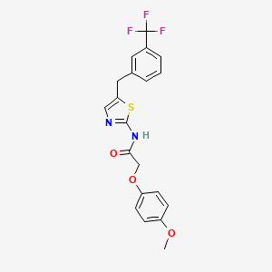 molecular formula C20H17F3N2O3S B2631352 2-(4-methoxyphenoxy)-N-(5-(3-(trifluoromethyl)benzyl)thiazol-2-yl)acetamide 