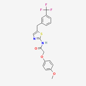 molecular formula C20H17F3N2O3S B2631352 2-(4-methoxyphenoxy)-N-(5-(3-(trifluoromethyl)benzyl)thiazol-2-yl)acetamide CAS No. 301176-61-4
