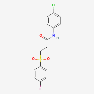 molecular formula C15H13ClFNO3S B2631380 N-(4-chlorophenyl)-3-(4-fluorobenzenesulfonyl)propanamide CAS No. 898405-69-1