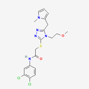 molecular formula C19H21Cl2N5O2S B2631398 N-(3,4-dichlorophenyl)-2-{[4-(2-methoxyethyl)-5-[(1-methyl-1H-pyrrol-2-yl)methyl]-4H-1,2,4-triazol-3-yl]sulfanyl}acetamide CAS No. 868229-95-2