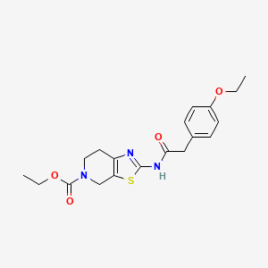 molecular formula C19H23N3O4S B2631400 ethyl 2-(2-(4-ethoxyphenyl)acetamido)-6,7-dihydrothiazolo[5,4-c]pyridine-5(4H)-carboxylate CAS No. 923402-99-7
