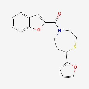 molecular formula C18H17NO3S B2631410 4-(1-benzofuran-2-carbonyl)-7-(furan-2-yl)-1,4-thiazepane CAS No. 1787882-94-3