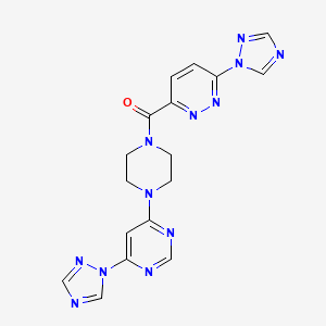 molecular formula C17H16N12O B2631413 (6-(1H-1,2,4-triazol-1-yl)pyridazin-3-yl)(4-(6-(1H-1,2,4-triazol-1-yl)pyrimidin-4-yl)piperazin-1-yl)methanone CAS No. 1795304-05-0