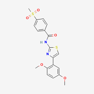 molecular formula C19H18N2O5S2 B2631429 N-(4-(2,5-dimethoxyphenyl)thiazol-2-yl)-4-(methylsulfonyl)benzamide CAS No. 896345-79-2