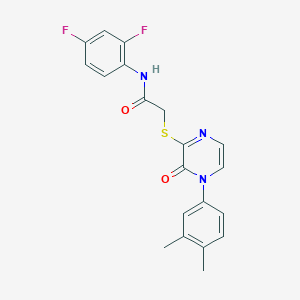 molecular formula C20H17F2N3O2S B2631439 N-(2,4-difluorophenyl)-2-{[4-(3,4-dimethylphenyl)-3-oxo-3,4-dihydropyrazin-2-yl]sulfanyl}acetamide CAS No. 941970-93-0