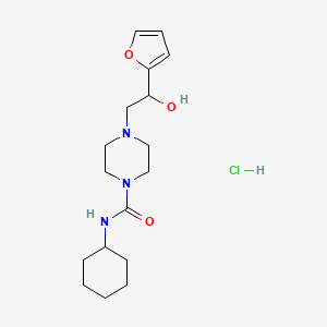 molecular formula C17H28ClN3O3 B2631453 N-CYCLOHEXYL-4-[2-(FURAN-2-YL)-2-HYDROXYETHYL]PIPERAZINE-1-CARBOXAMIDE HYDROCHLORIDE CAS No. 1396869-74-1