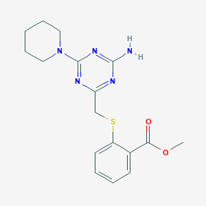 molecular formula C17H21N5O2S B263146 Methyl 2-({[4-amino-6-(piperidin-1-yl)-1,3,5-triazin-2-yl]methyl}sulfanyl)benzoate 