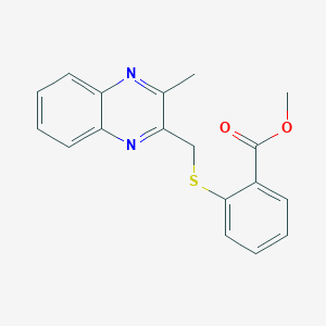 molecular formula C18H16N2O2S B263148 Methyl 2-{[(3-methylquinoxalin-2-yl)methyl]sulfanyl}benzoate 