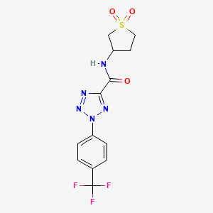 molecular formula C13H12F3N5O3S B2631503 N-(1,1-dioxidotetrahydrothiophen-3-yl)-2-(4-(trifluoromethyl)phenyl)-2H-tetrazole-5-carboxamide CAS No. 1396865-26-1